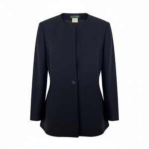 Harve Bernard Collection, Classic Navy Blue Collarless Blazer size 12P